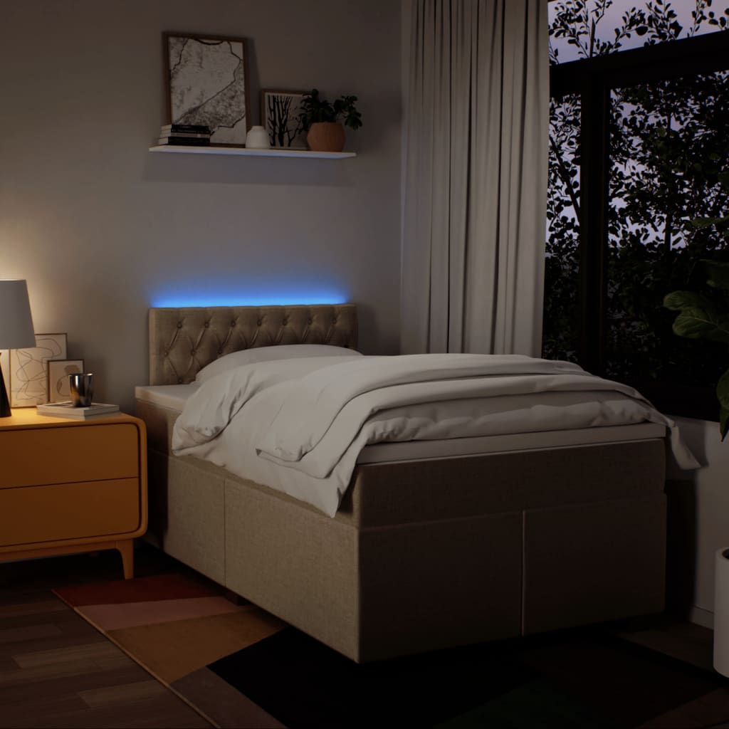 Pat box spring cu saltea, crem, 120x200 cm, textil GartenMobel Dekor