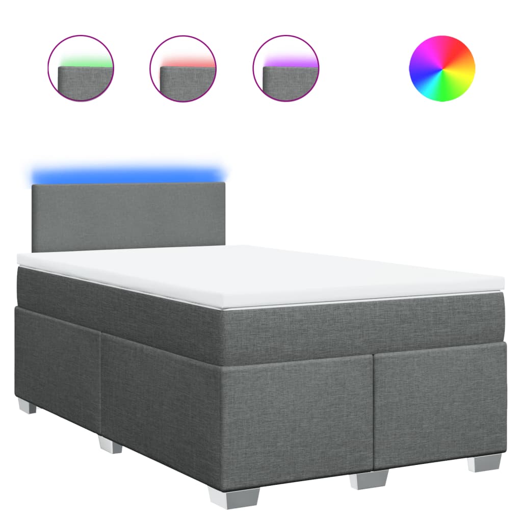 Pat box spring cu saltea, gri închis, 120x200 cm, textil GartenMobel Dekor