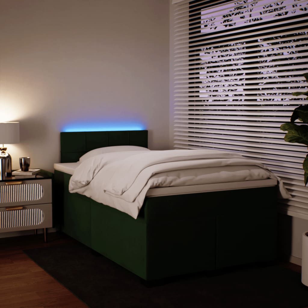 Pat box spring cu saltea, verde închis, 120x200 cm, catifea GartenMobel Dekor