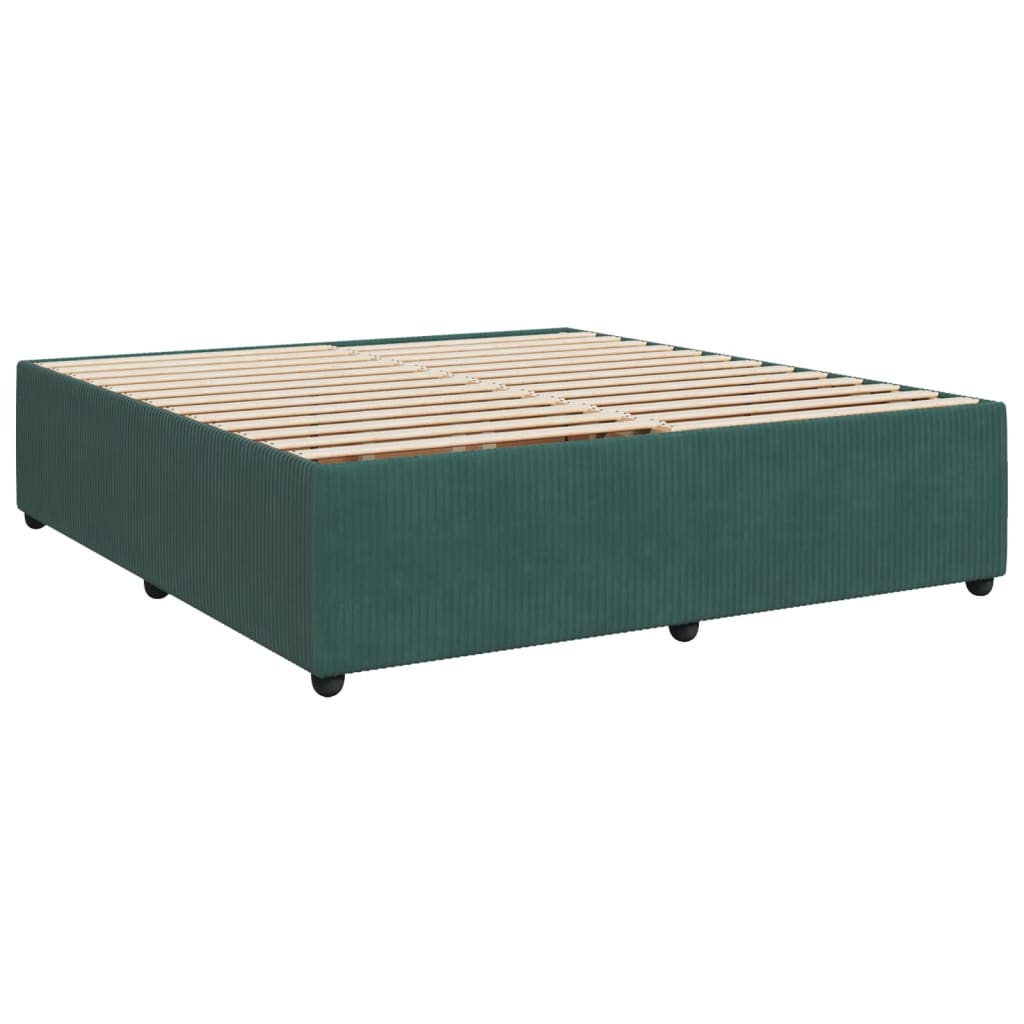 Pat box spring cu saltea, verde închis, 200x200 cm, catifea GartenMobel Dekor