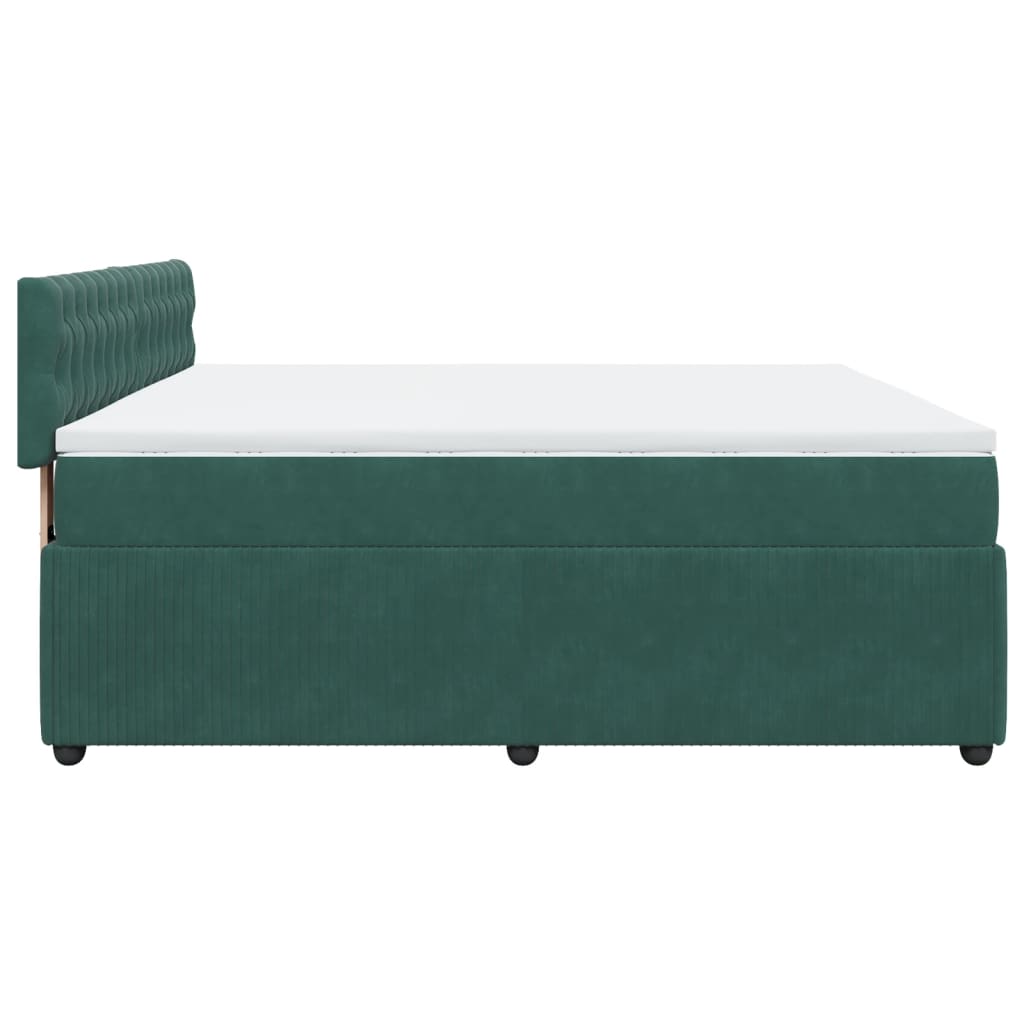 Pat box spring cu saltea, verde închis, 200x200 cm, catifea GartenMobel Dekor