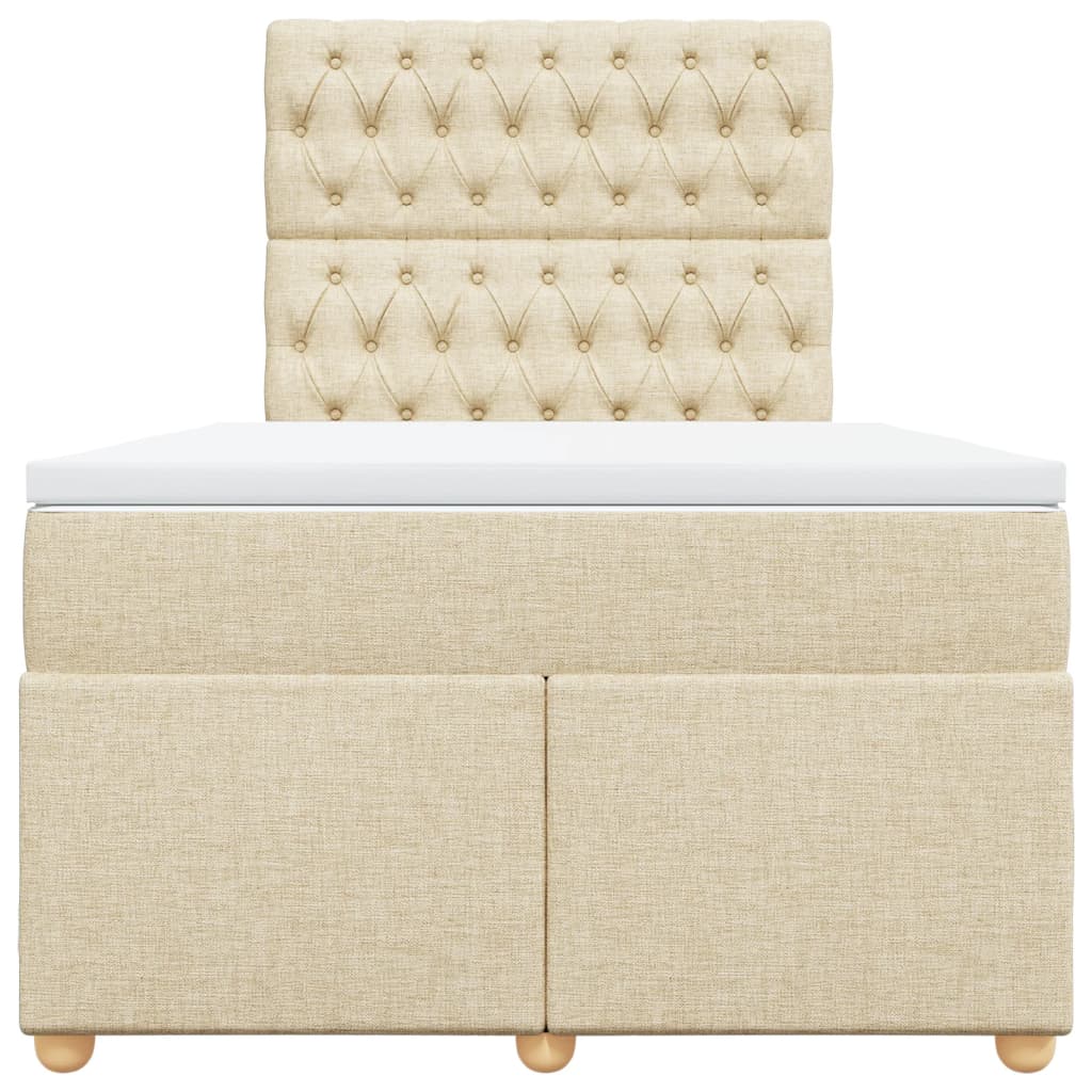 Pat box spring cu saltea, crem, 120x200 cm, textil GartenMobel Dekor