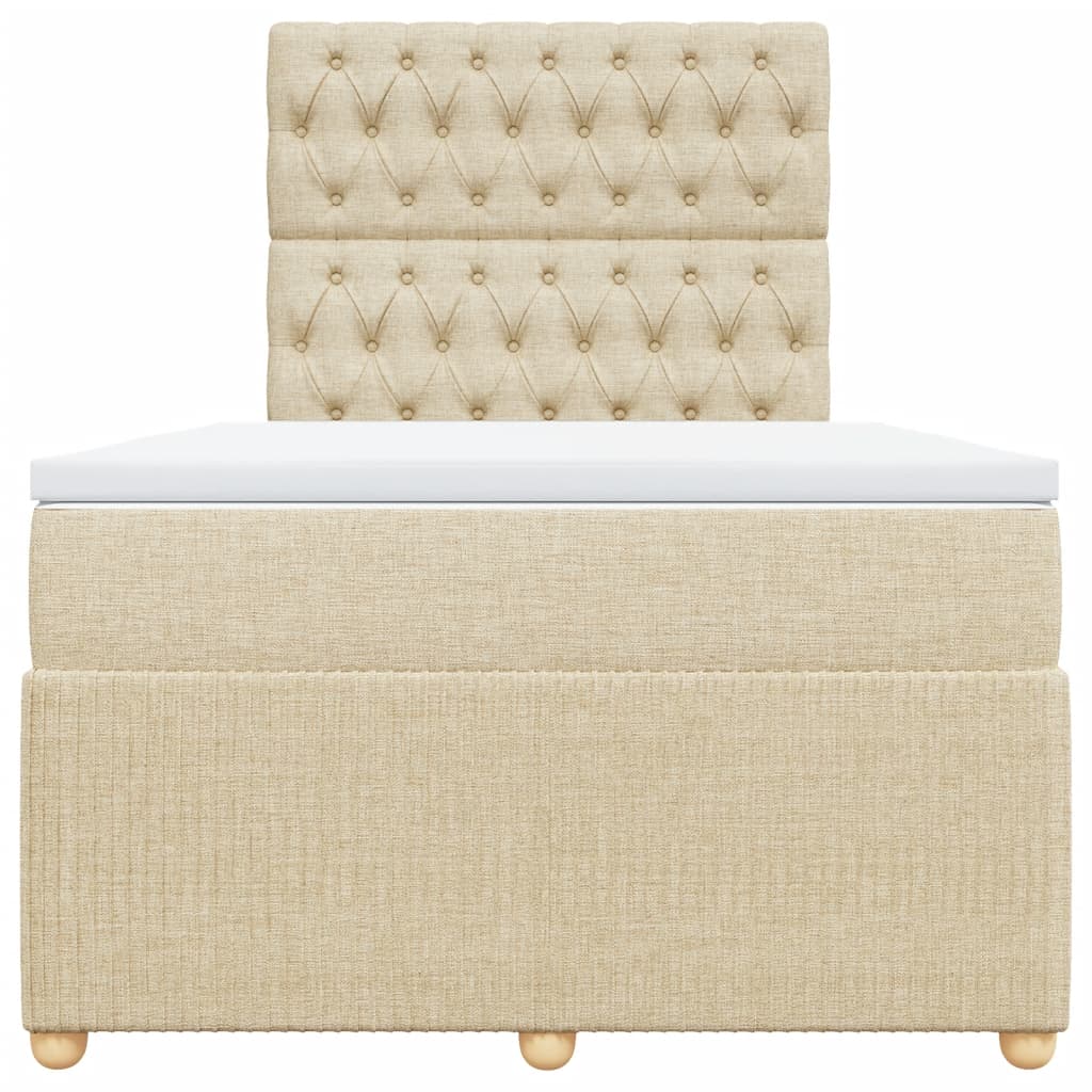 Pat box spring cu saltea, crem, 120x200 cm, textil GartenMobel Dekor
