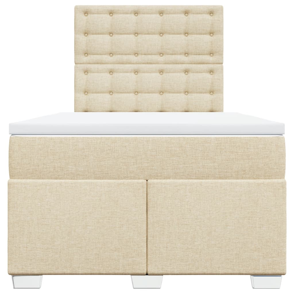 Pat box spring cu saltea, crem, 120x200 cm, textil GartenMobel Dekor