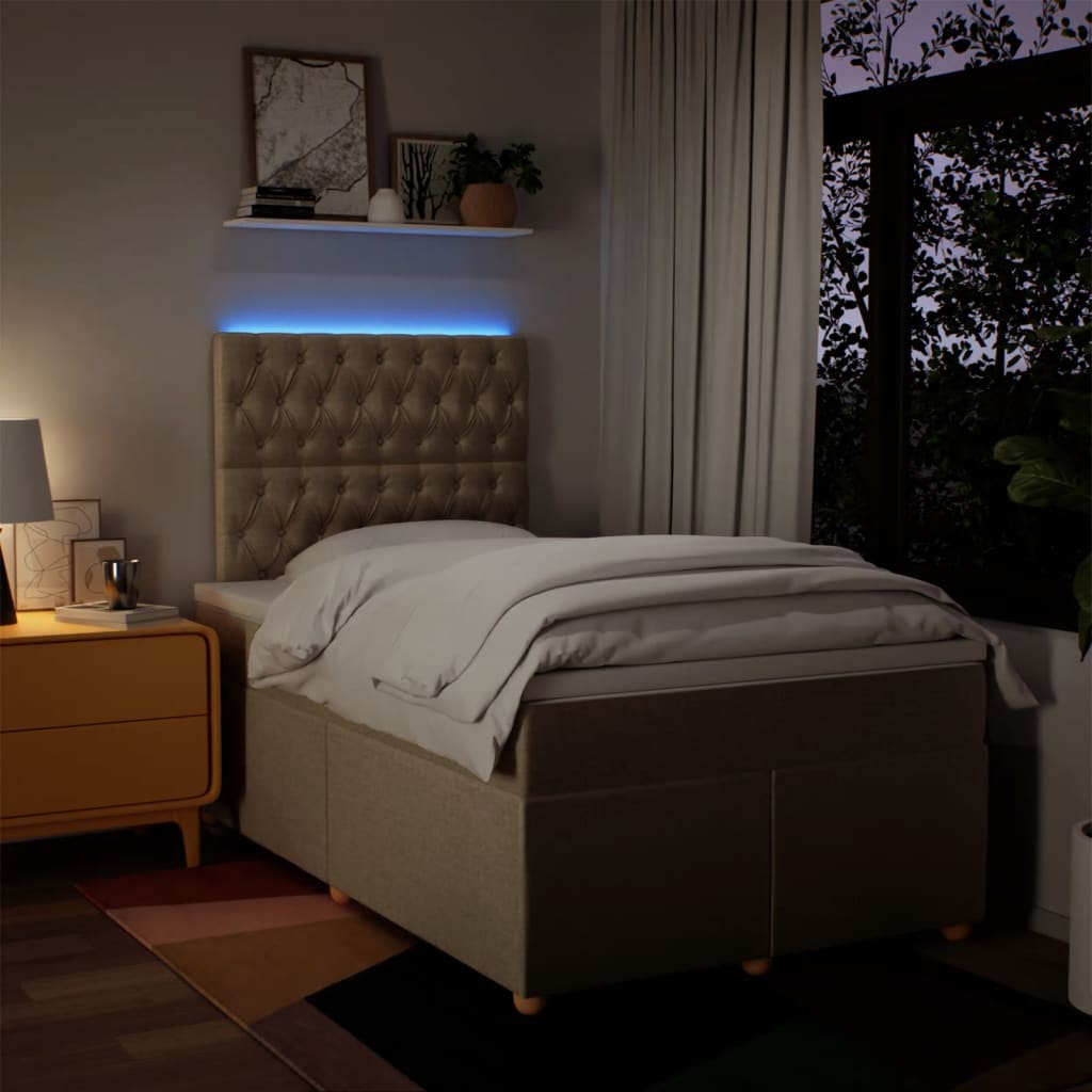 Pat box spring cu saltea, crem, 120x200 cm, textil GartenMobel Dekor