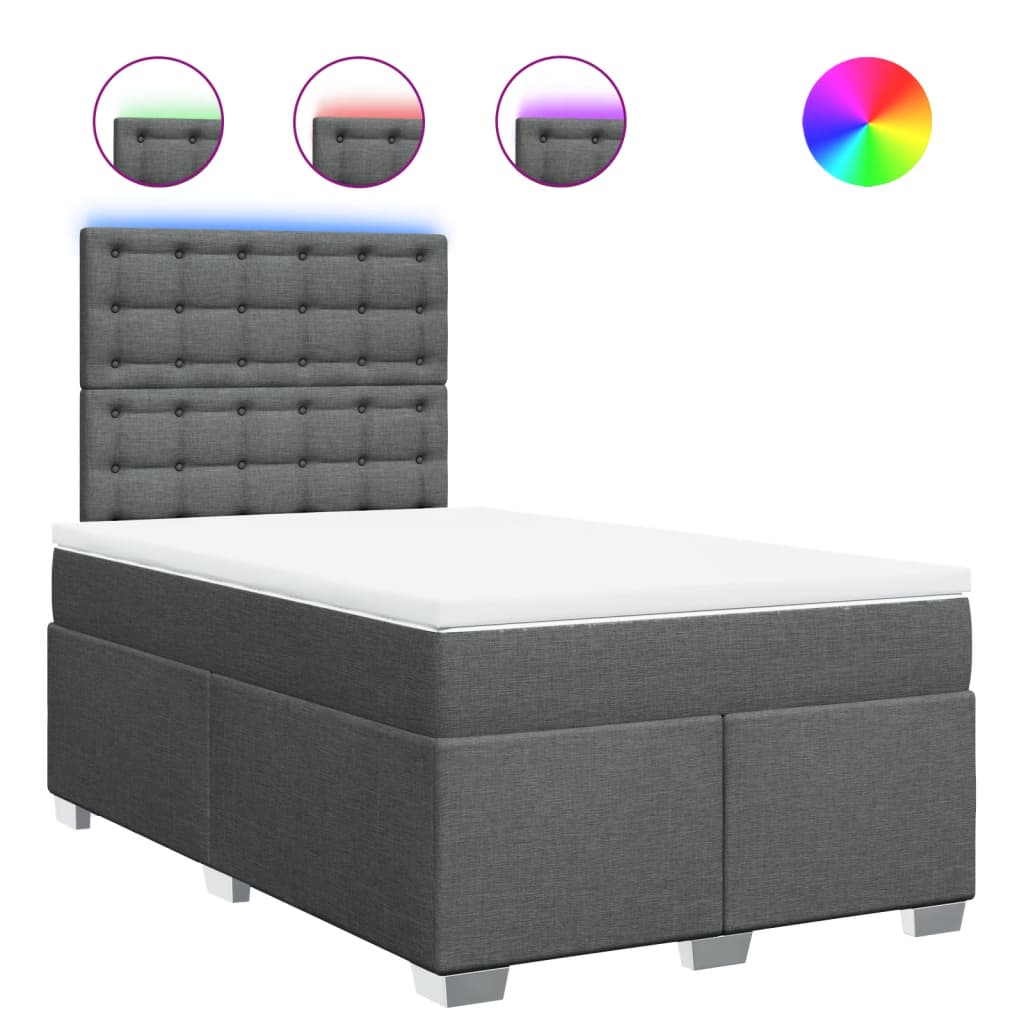 Pat box spring cu saltea, gri închis, 120x200 cm, textil GartenMobel Dekor