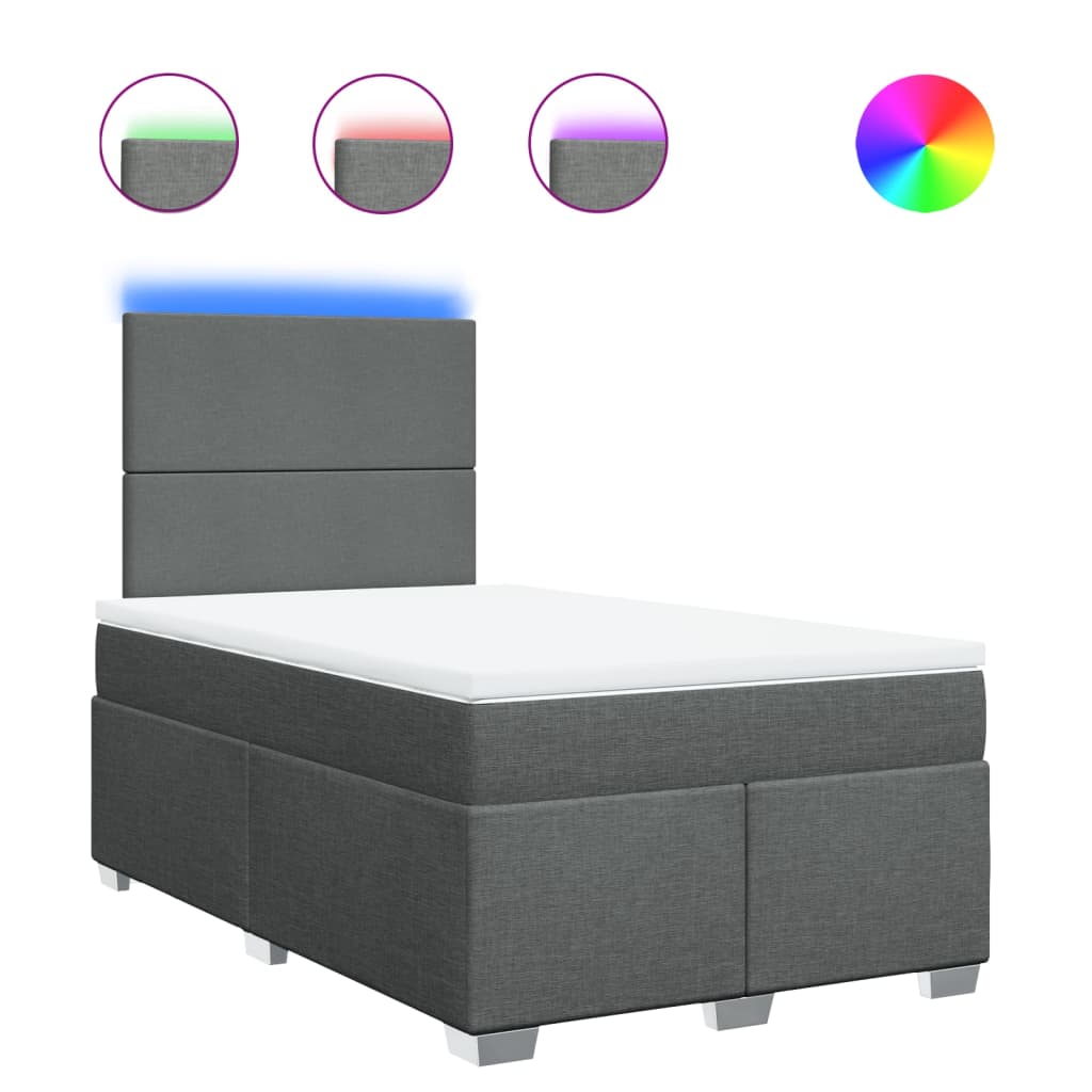 Pat box spring cu saltea, gri închis, 120x200 cm, textil GartenMobel Dekor