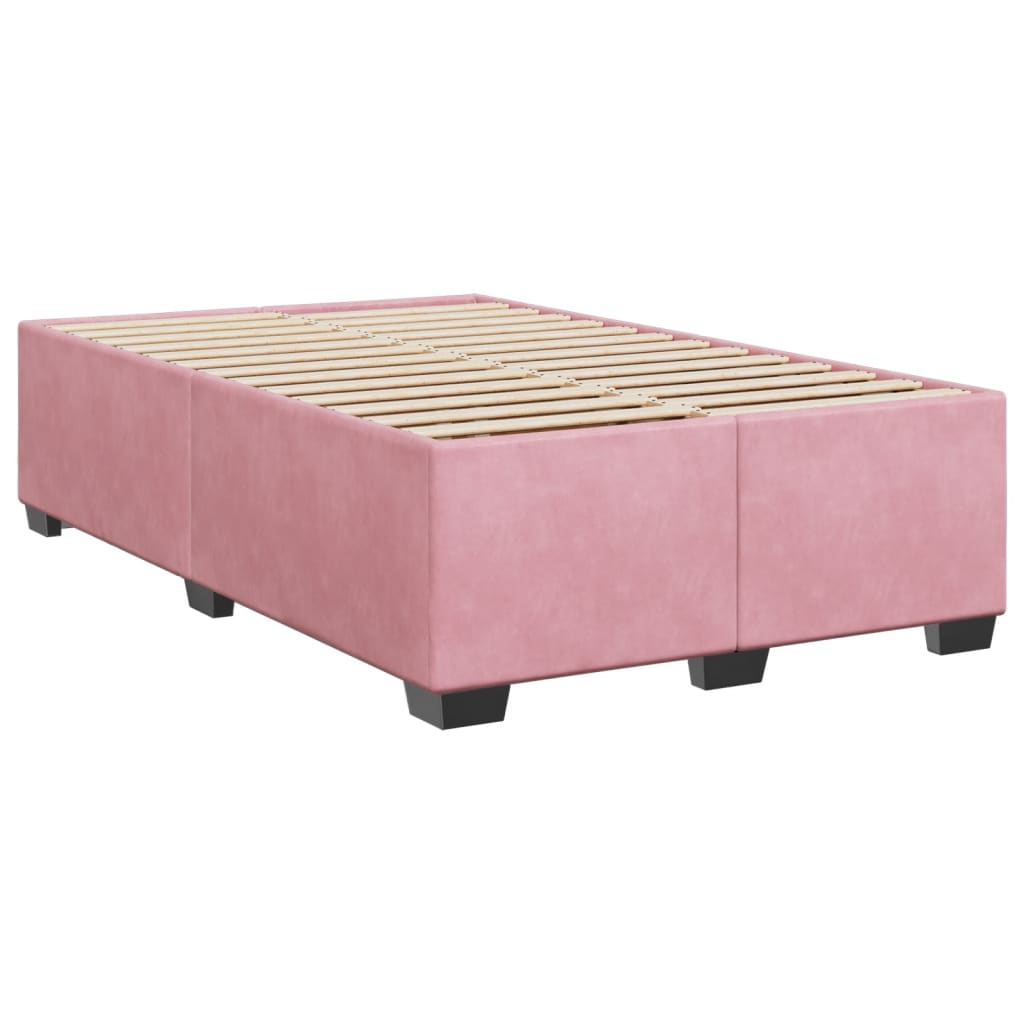 Pat box spring cu saltea, roz, 120x200 cm, catifea GartenMobel Dekor