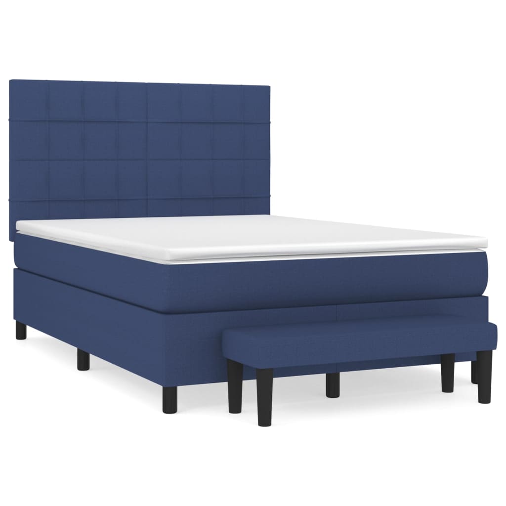 Pat box spring cu saltea, albastru, 140x200 cm, textil GartenMobel Dekor