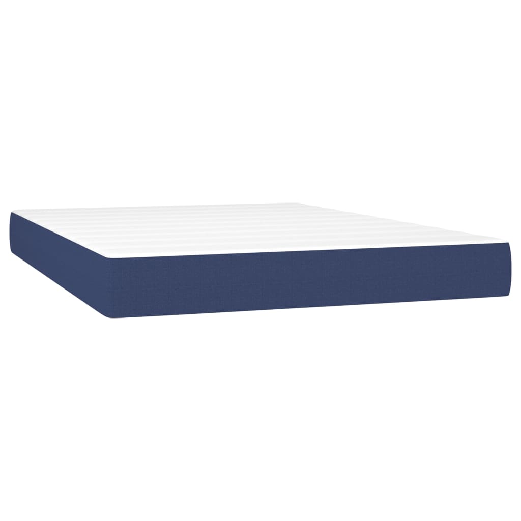 Pat box spring cu saltea, albastru, 140x200 cm, textil GartenMobel Dekor
