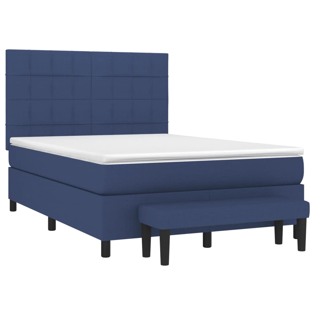 Pat box spring cu saltea, albastru, 140x200 cm, textil GartenMobel Dekor