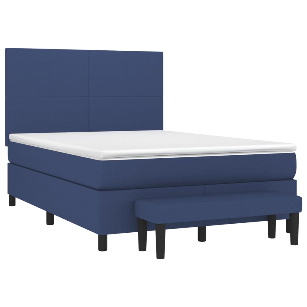 Pat box spring cu saltea, albastru, 140x200 cm, textil GartenMobel Dekor