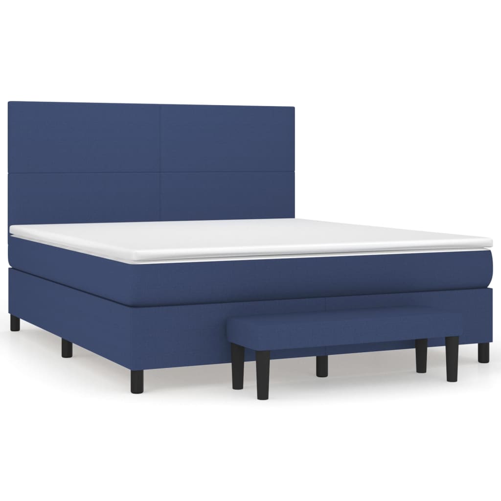 Pat box spring cu saltea, albastru, 180x200 cm, material textil GartenMobel Dekor