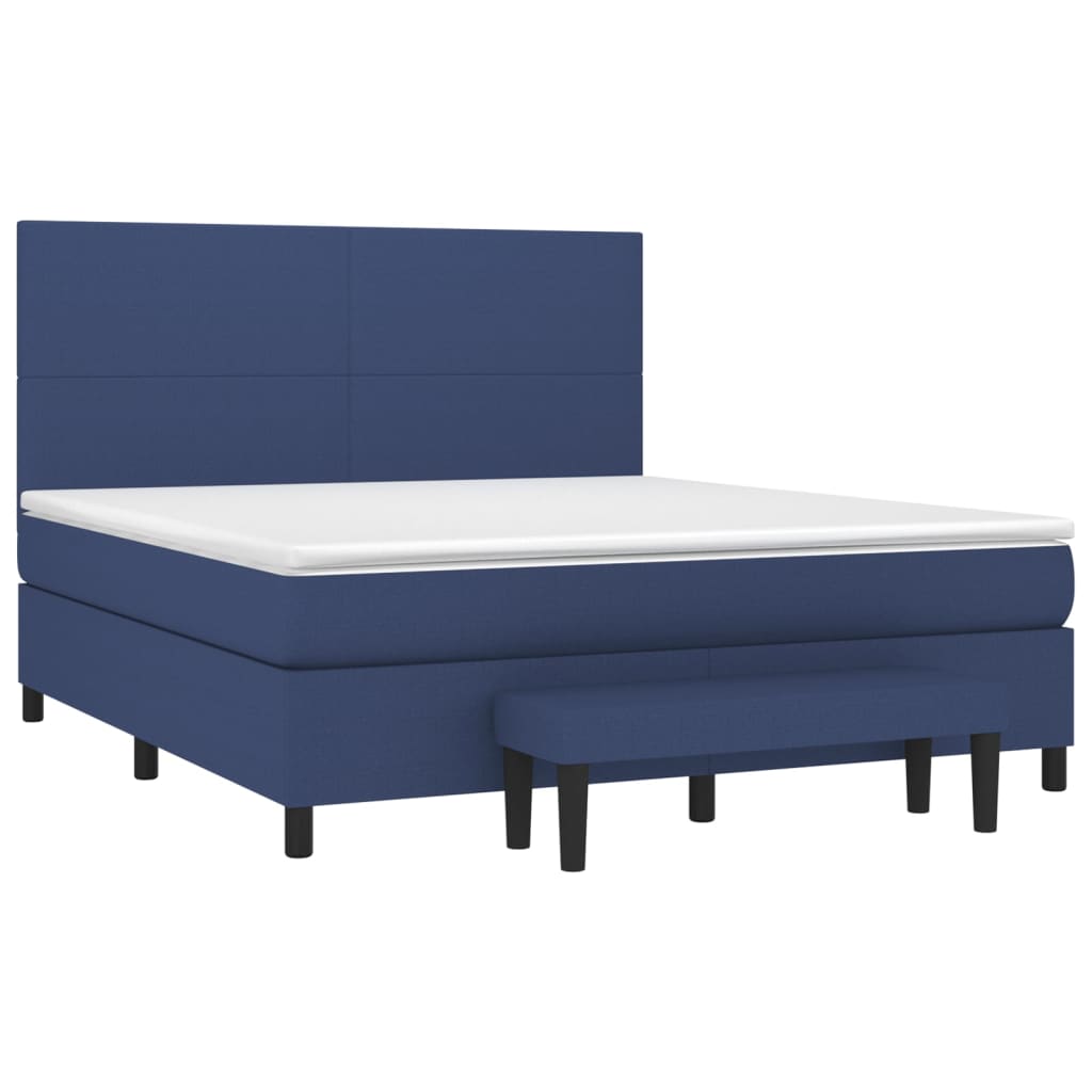 Pat box spring cu saltea, albastru, 180x200 cm, material textil GartenMobel Dekor
