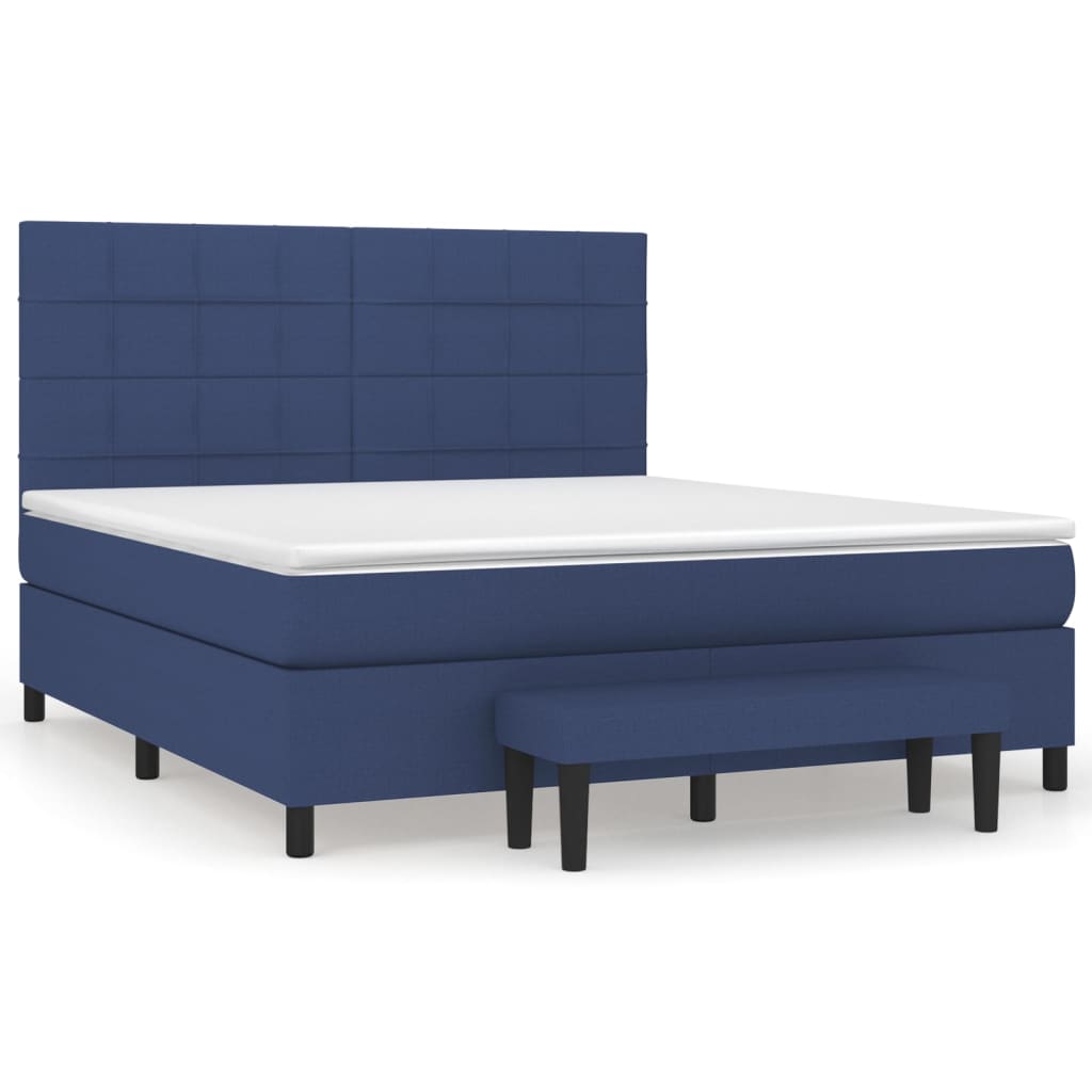 Pat box spring cu saltea, albastru, 180x200 cm, material textil GartenMobel Dekor