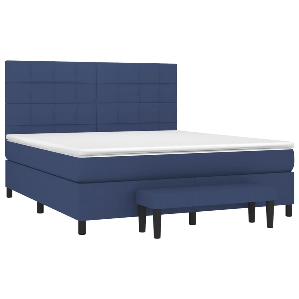 Pat box spring cu saltea, albastru, 180x200 cm, material textil GartenMobel Dekor