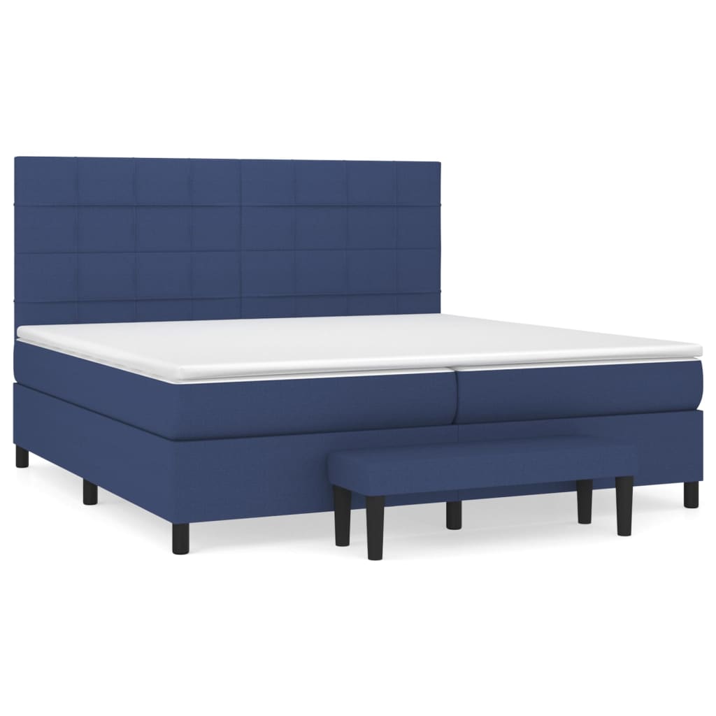 Pat box spring cu saltea, albastru, 200x200 cm, textil GartenMobel Dekor