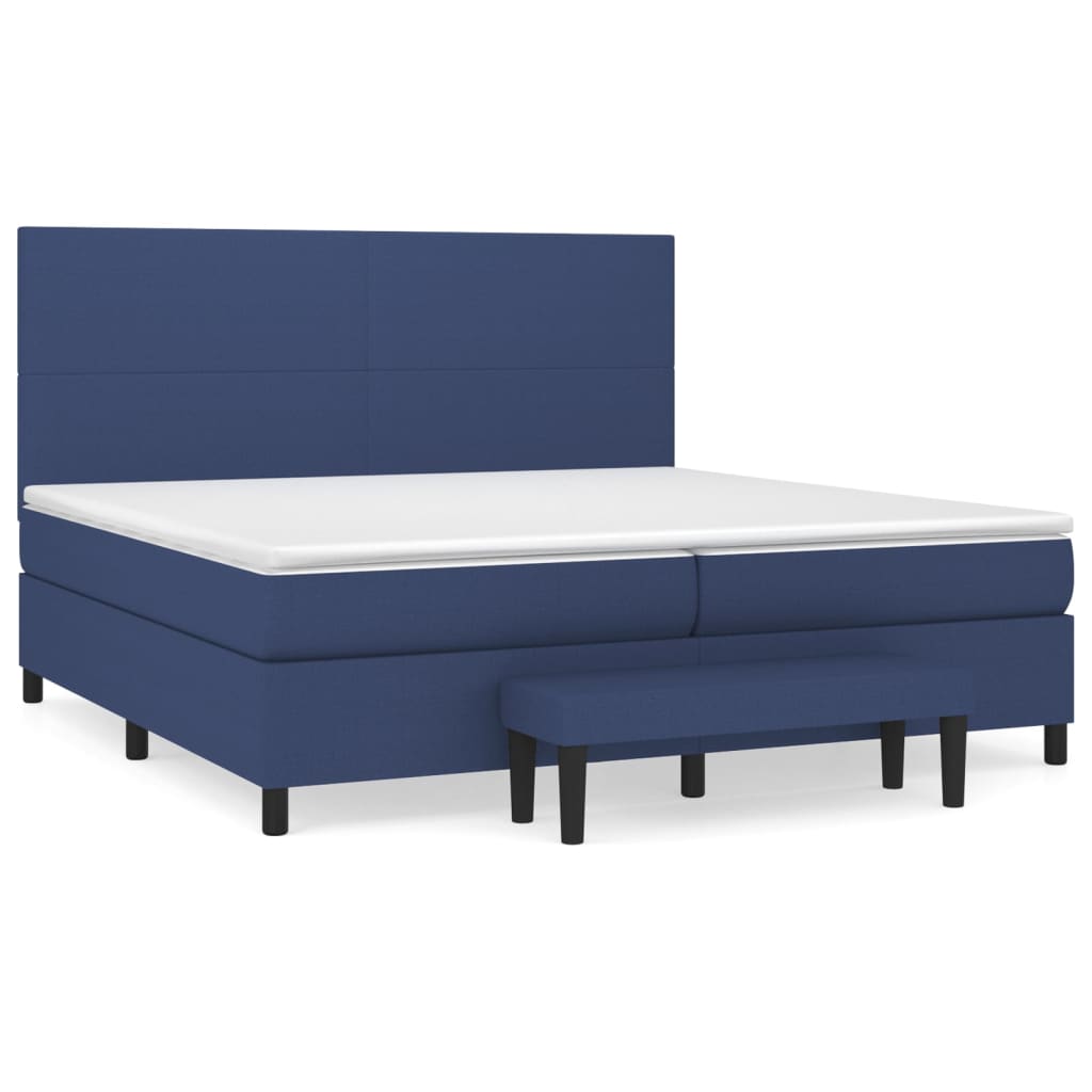 Pat box spring cu saltea, albastru, 200x200 cm, textil GartenMobel Dekor