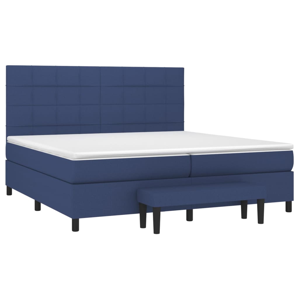Pat box spring cu saltea, albastru, 200x200 cm, textil GartenMobel Dekor
