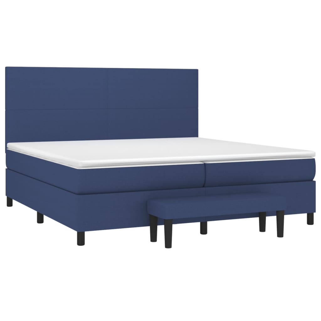 Pat box spring cu saltea, albastru, 200x200 cm, textil GartenMobel Dekor