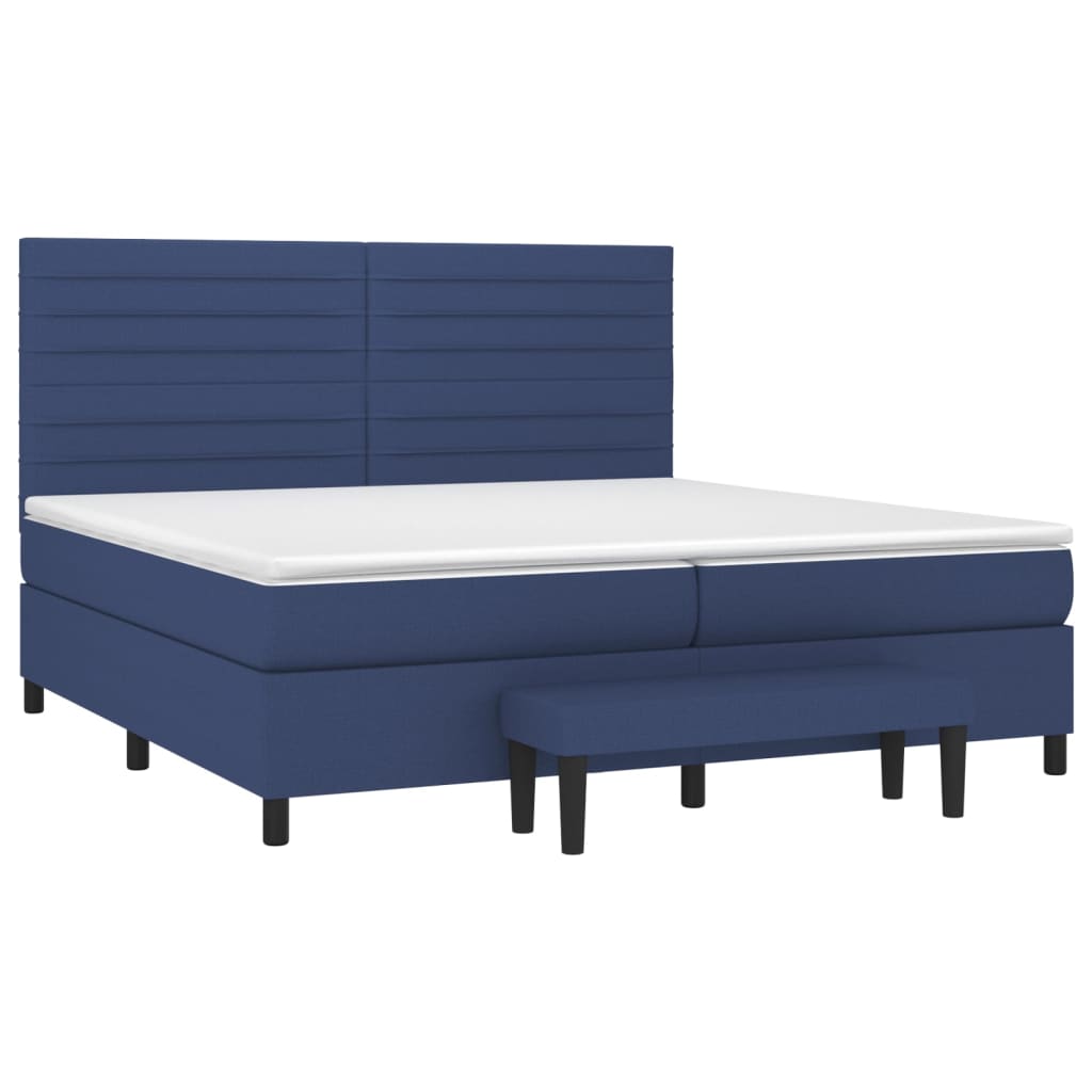 Pat box spring cu saltea, albastru, 200x200 cm, textil GartenMobel Dekor