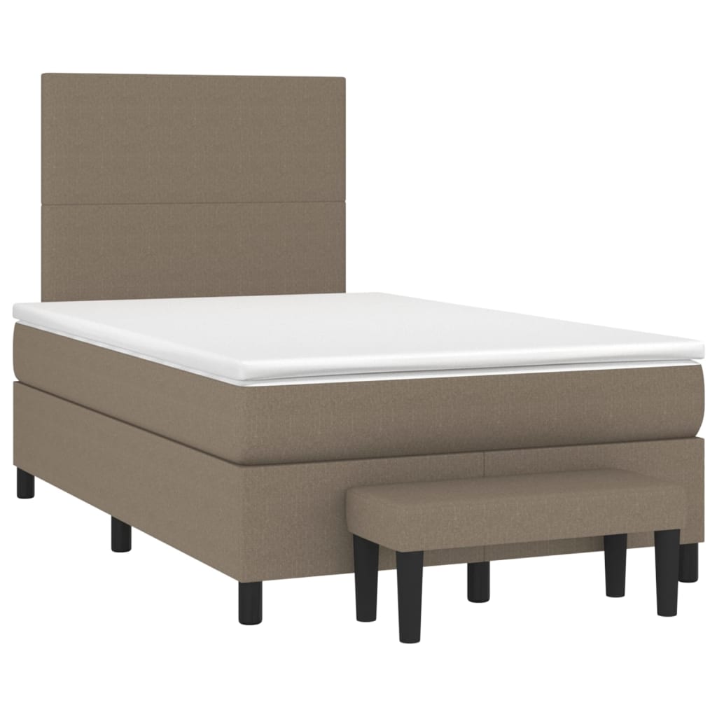 Pat box spring cu saltea, taupe, 120x190 cm material textil GartenMobel Dekor