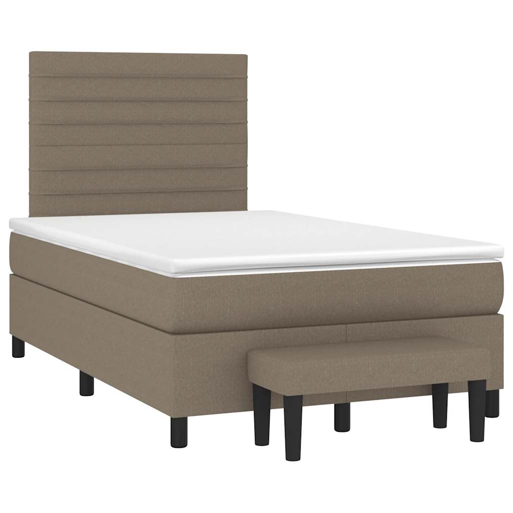 Pat box spring cu saltea, taupe, 120x190 cm material textil GartenMobel Dekor