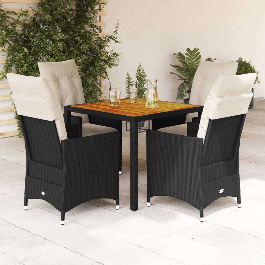 Set mobilier de grădină cu perne, 5 piese, negru, poliratan GartenMobel Dekor