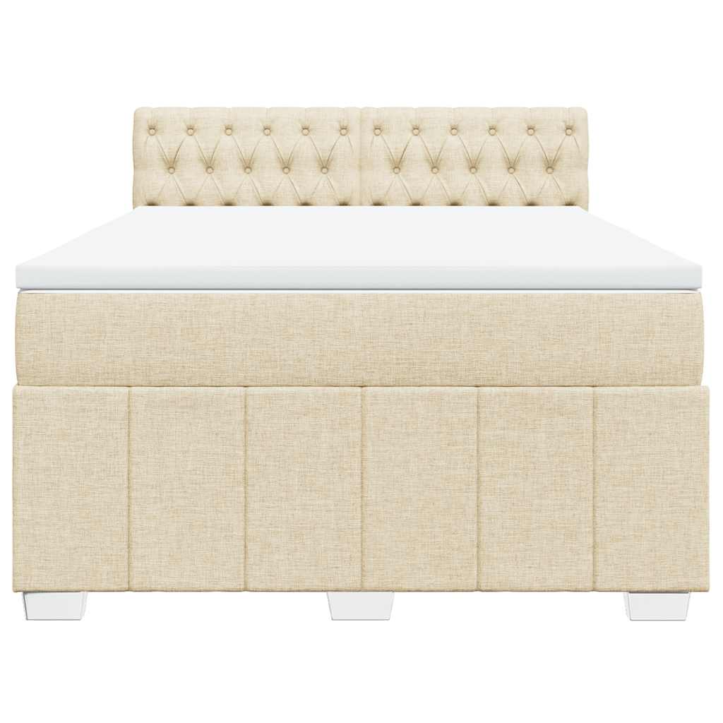 Pat box spring cu saltea, crem, 140x200 cm, textil GartenMobel Dekor