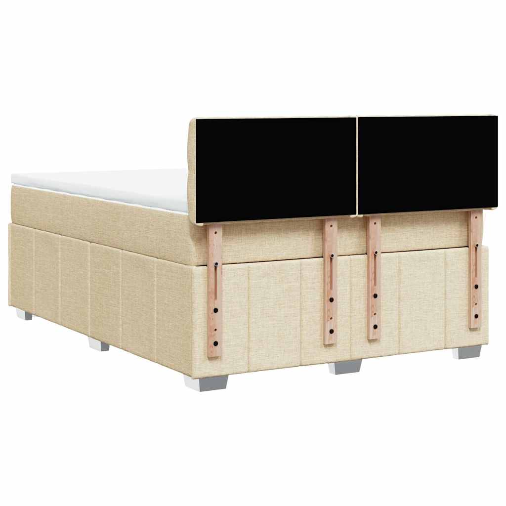 Pat box spring cu saltea, crem, 140x200 cm, textil GartenMobel Dekor