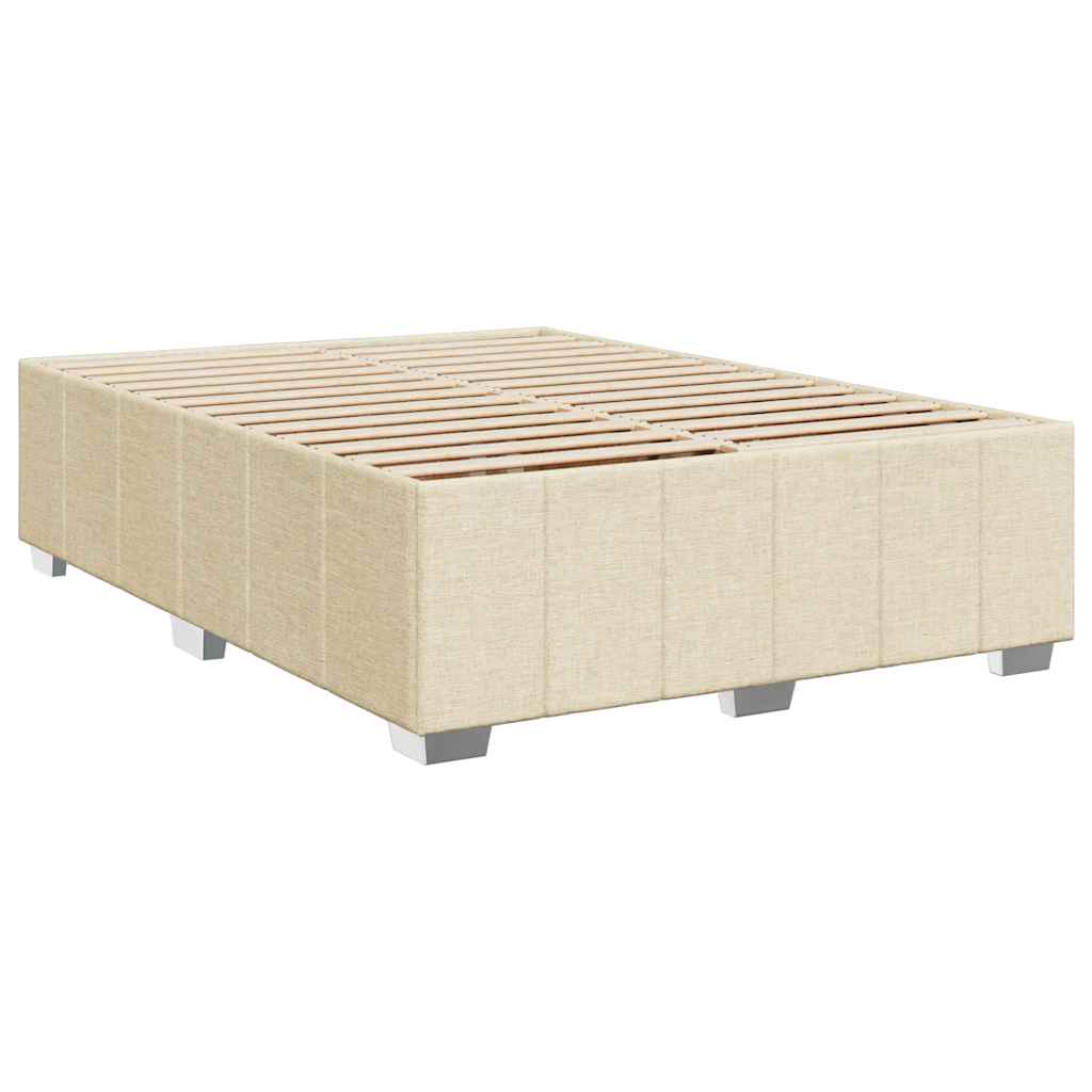 Pat box spring cu saltea, crem, 140x200 cm, textil GartenMobel Dekor