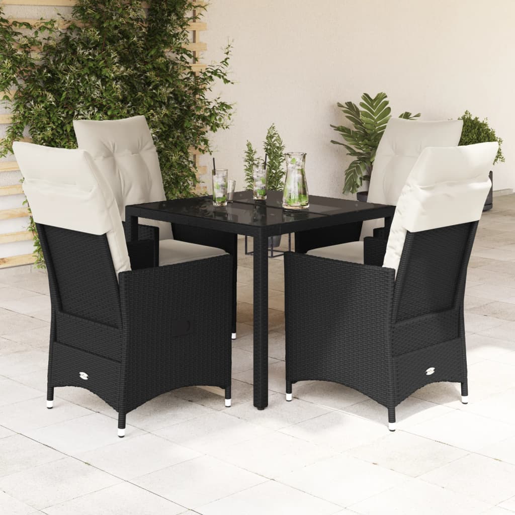 Set mobilier de grădină cu perne, 5 piese, negru, poliratan GartenMobel Dekor