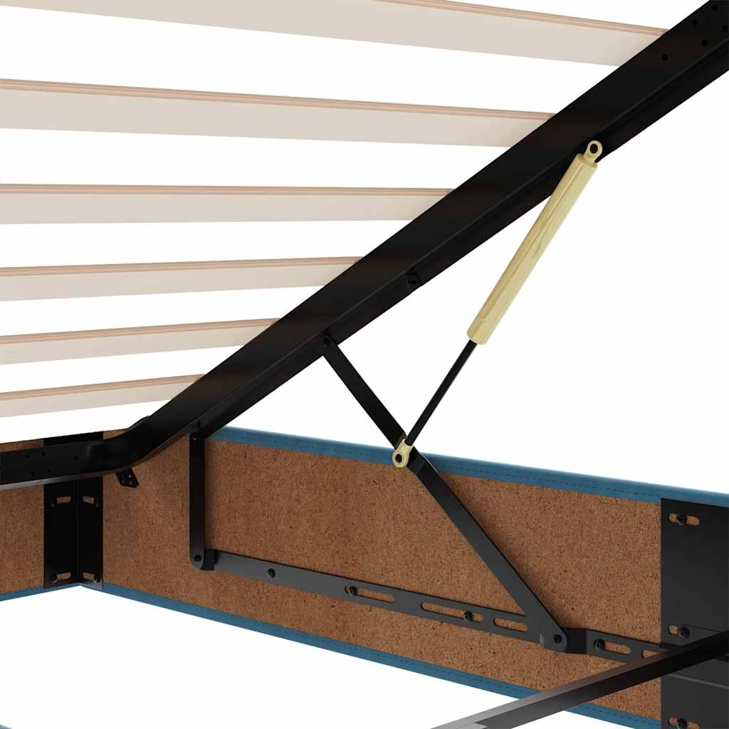 Cadru de pat otoman cu saltea Albastru închis 140x190cm catifea GartenMobel Dekor