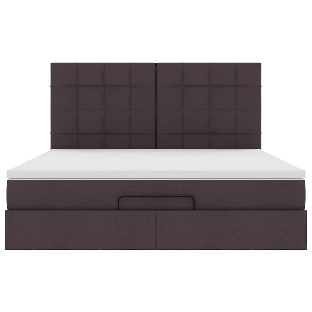 Cadru de pat otoman cu saltea țesătură maro închis 160x200cm GartenMobel Dekor