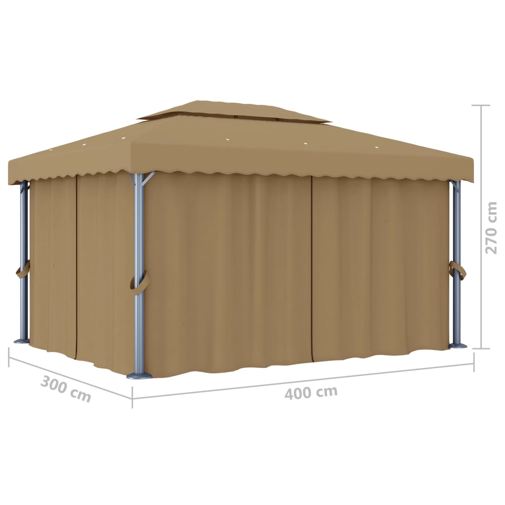 Pavilion cu perdea, gri taupe, 4x3 m, aluminiu GartenMobel Dekor