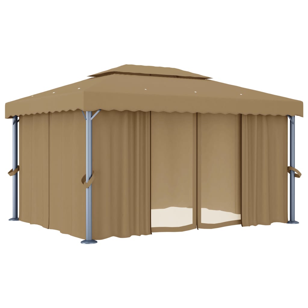 Pavilion cu perdea, gri taupe, 4x3 m, aluminiu GartenMobel Dekor