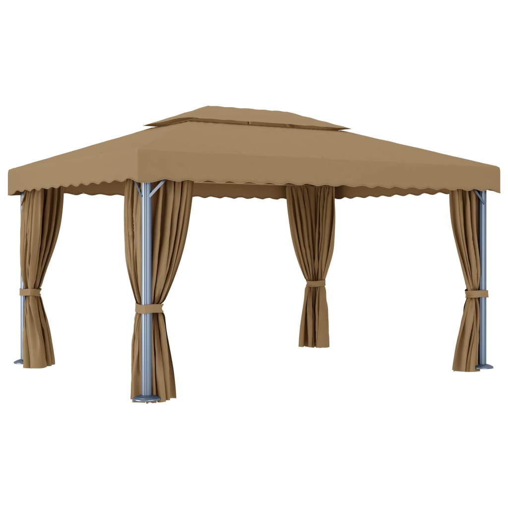 Pavilion cu perdea, gri taupe, 4x3 m, aluminiu GartenMobel Dekor