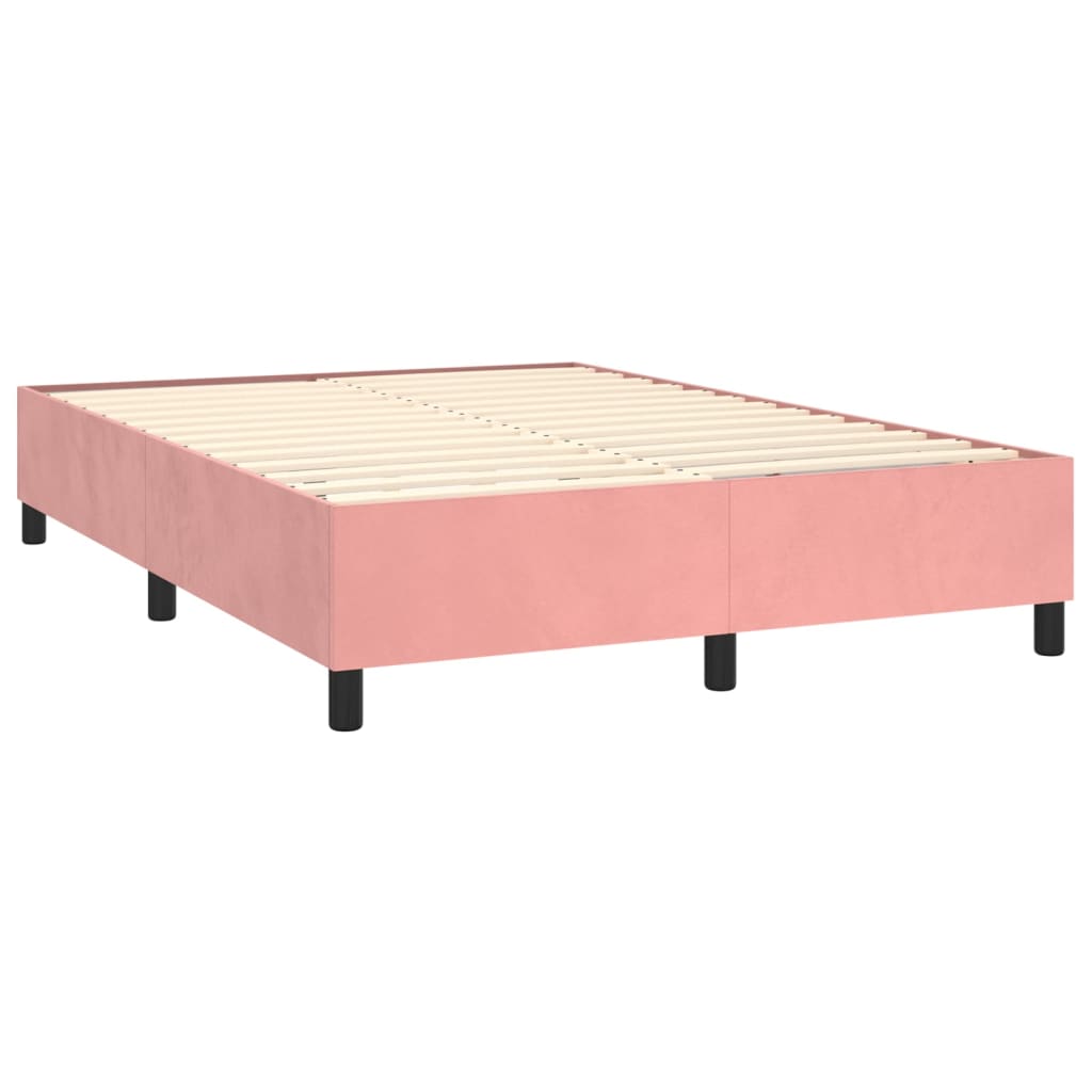 Pat box spring cu saltea, roz, 140x190 cm, catifea GartenMobel Dekor