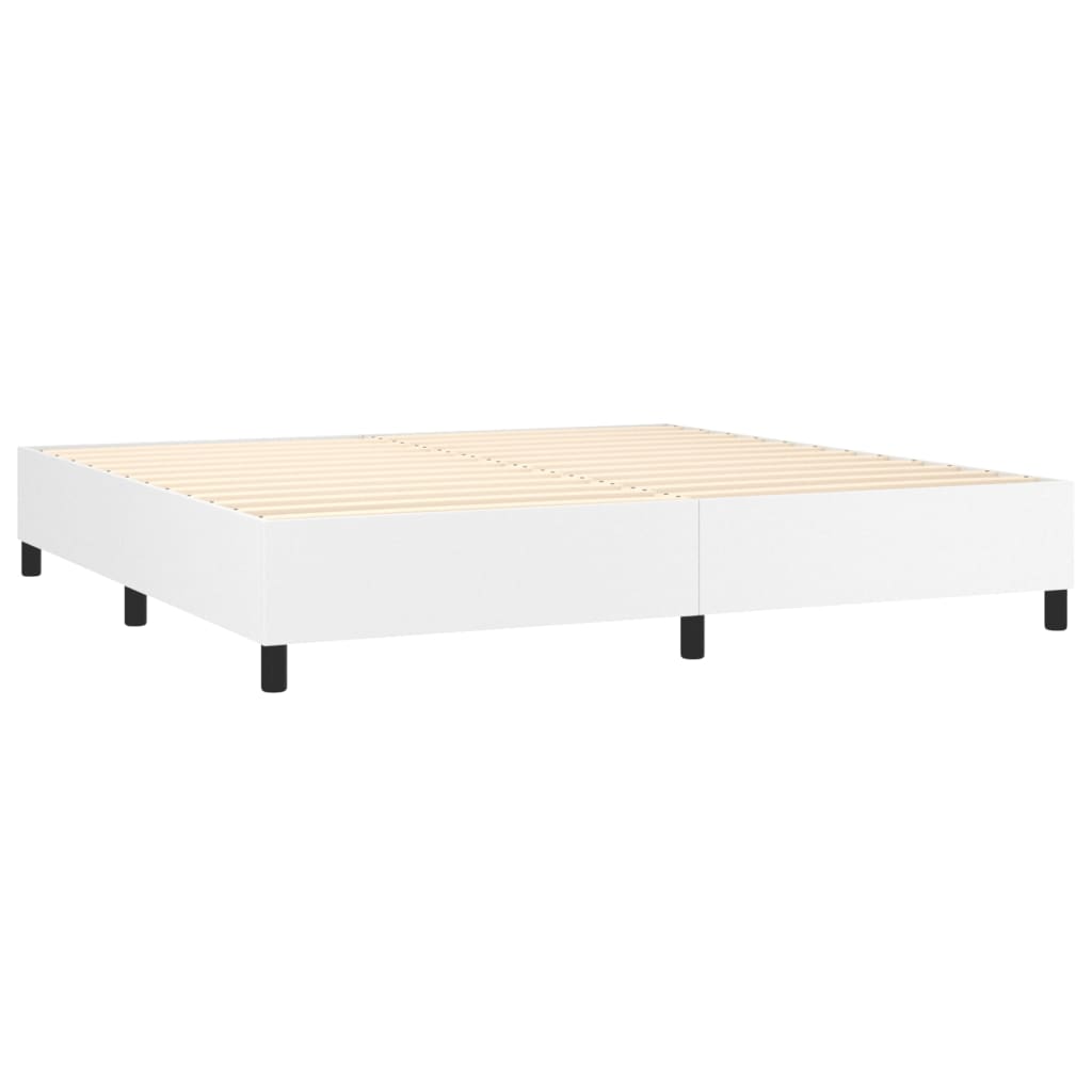 Pat box spring cu saltea, alb, 200x200 cm, piele ecologică GartenMobel Dekor