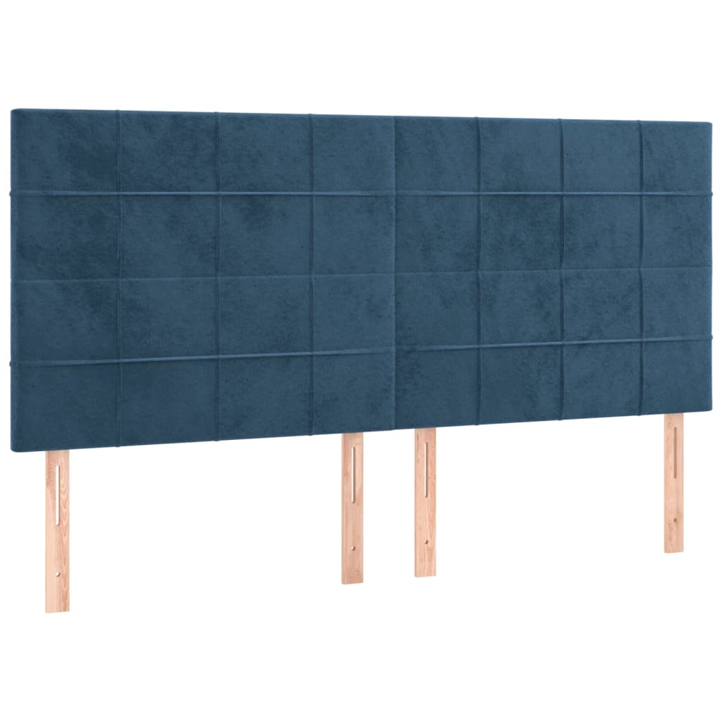 Pat box spring cu saltea, albastru închis, 200x200 cm, catifea GartenMobel Dekor