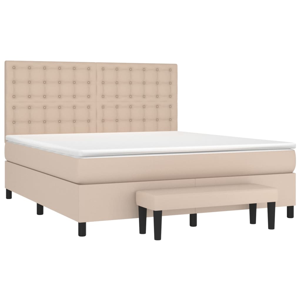 Pat box spring cu saltea, cappuccino, 180x200cm piele ecologică GartenMobel Dekor