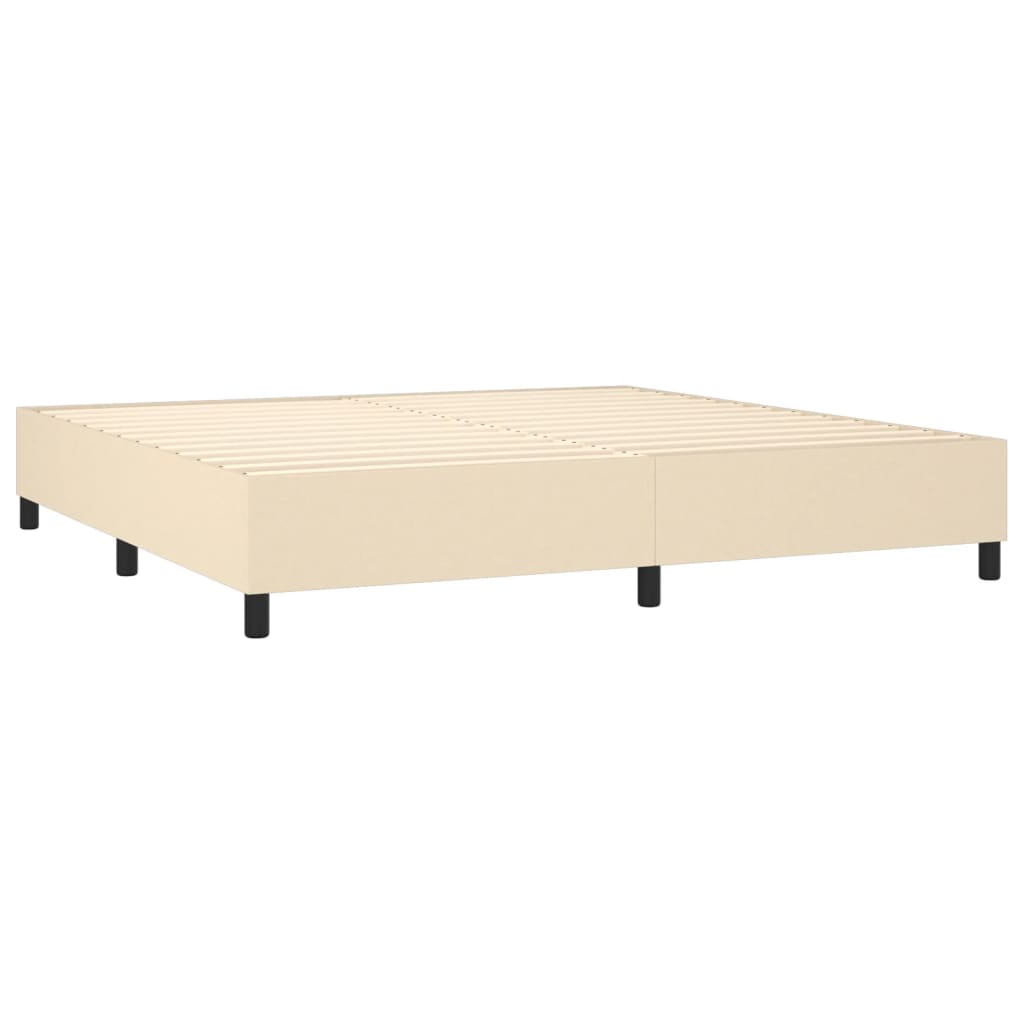 Pat box spring cu saltea, crem, 200x200 cm, textil GartenMobel Dekor