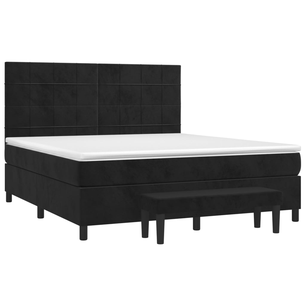 Pat box spring cu saltea, negru, 180x200 cm, catifea GartenMobel Dekor