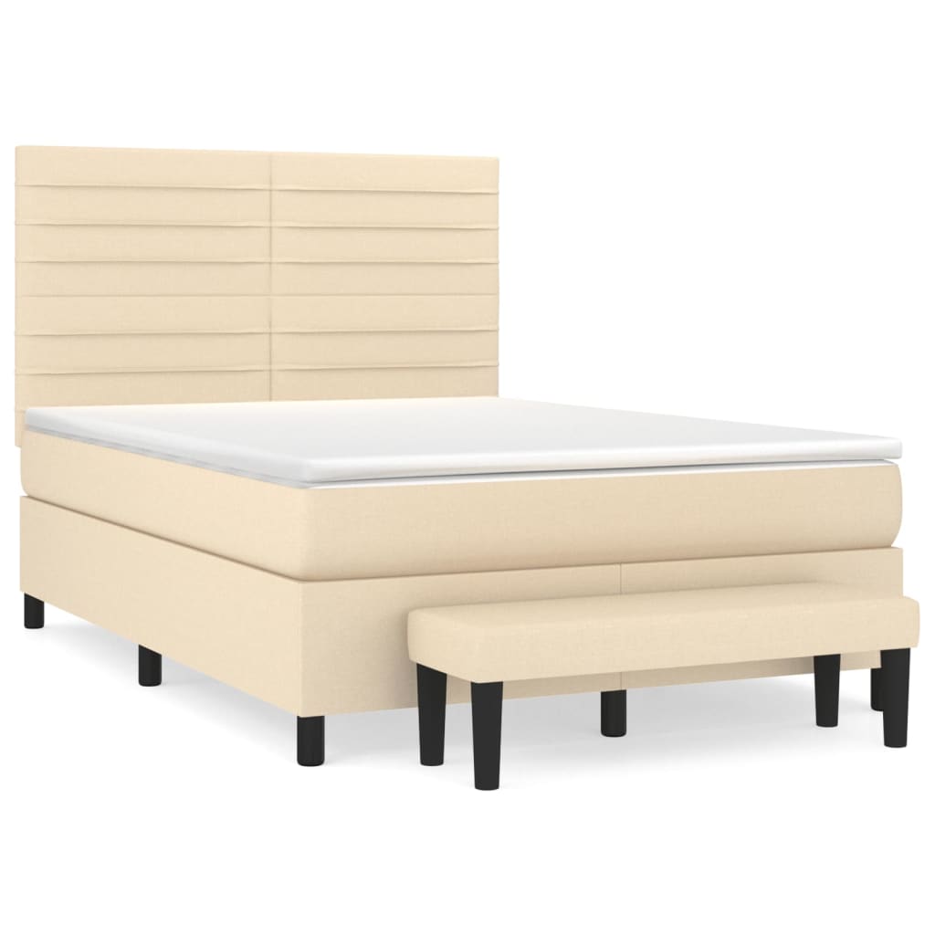 Pat continental cu saltea, crem, 140x200 cm, material textil GartenMobel Dekor