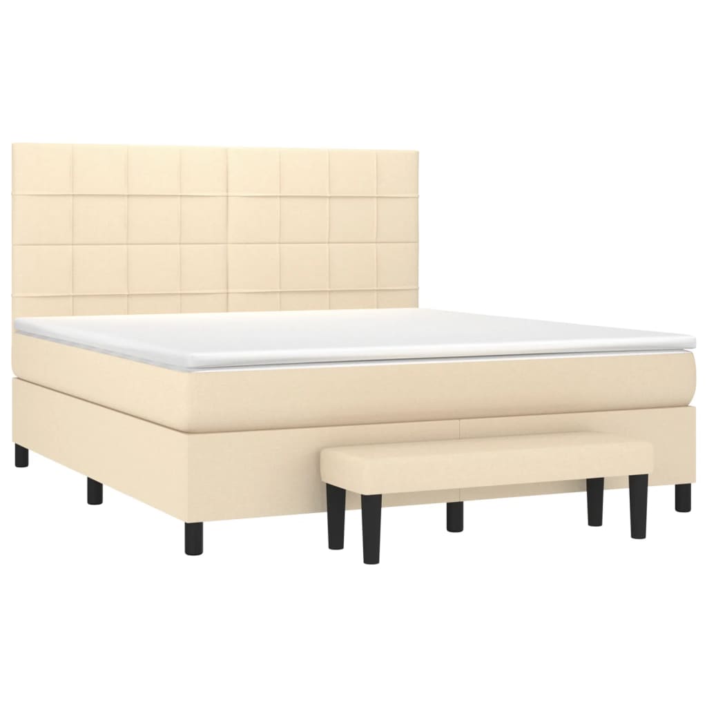 Pat continental cu saltea, crem, 180x200 cm, textil GartenMobel Dekor