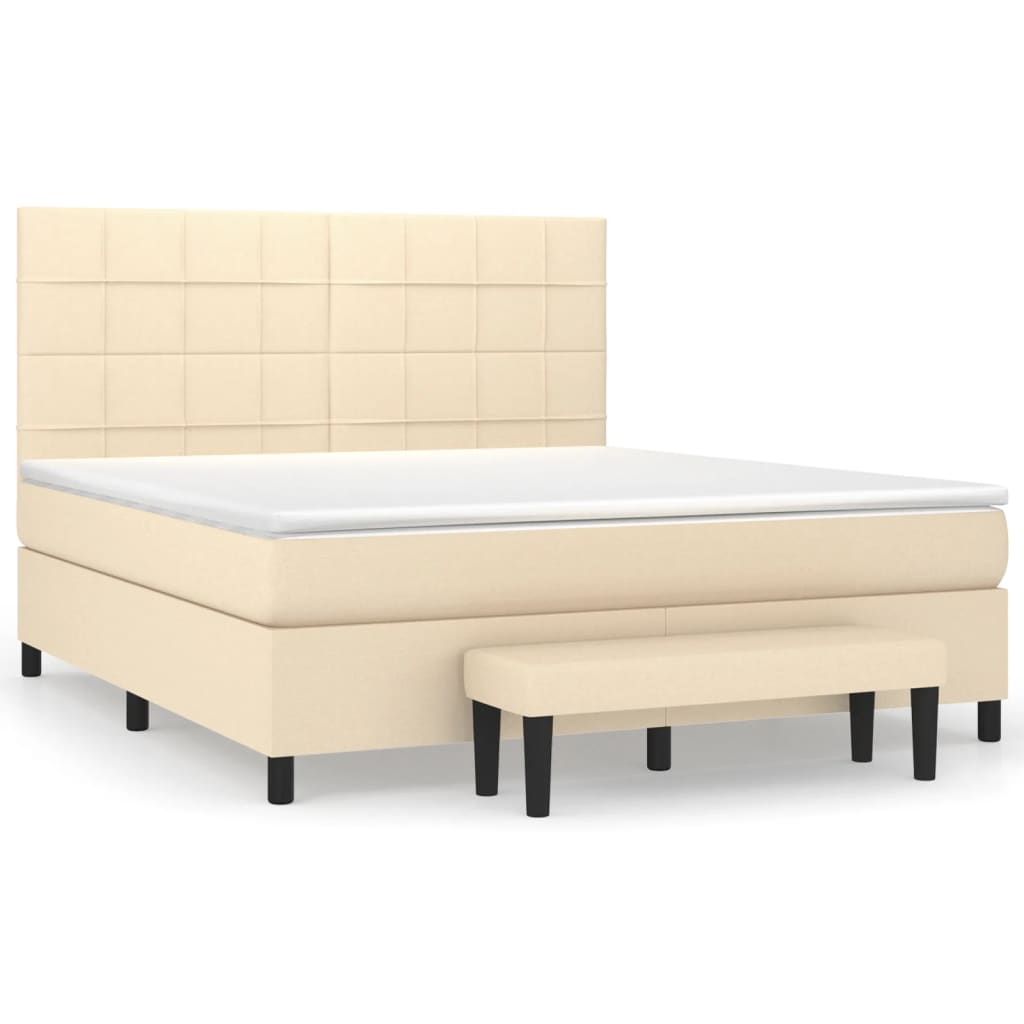 Pat continental cu saltea, crem, 180x200 cm, textil GartenMobel Dekor