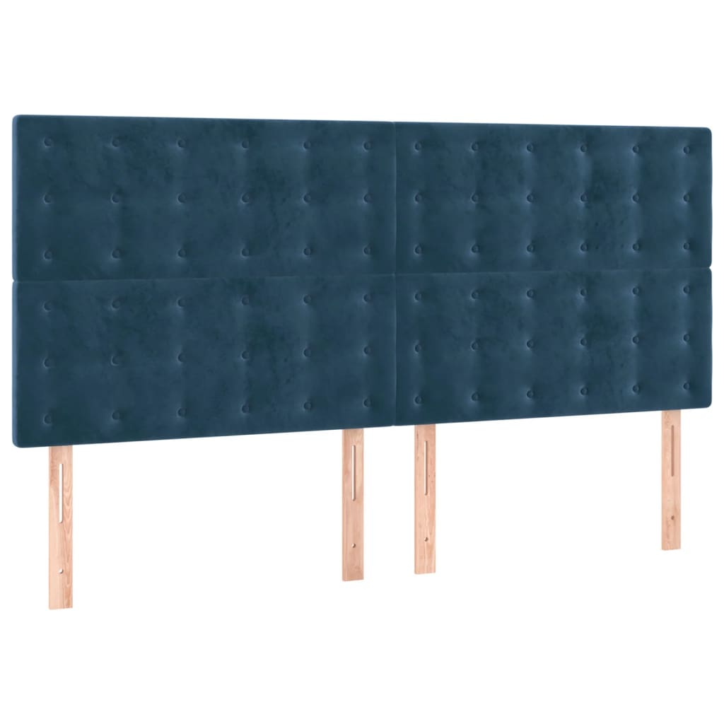 Pat box spring cu saltea, albastru închis, 160x200 cm, catifea GartenMobel Dekor