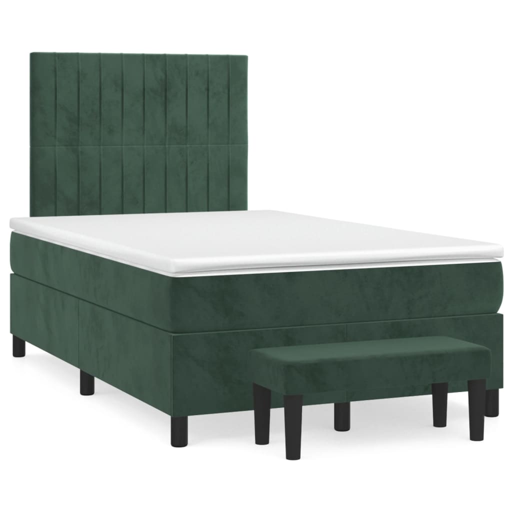 Pat box spring cu saltea, verde închis, 120x190 cm, catifea GartenMobel Dekor