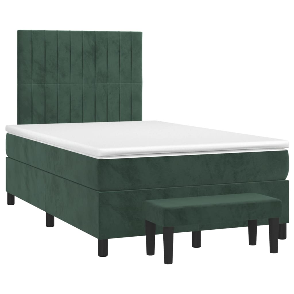Pat box spring cu saltea, verde închis, 120x190 cm, catifea GartenMobel Dekor