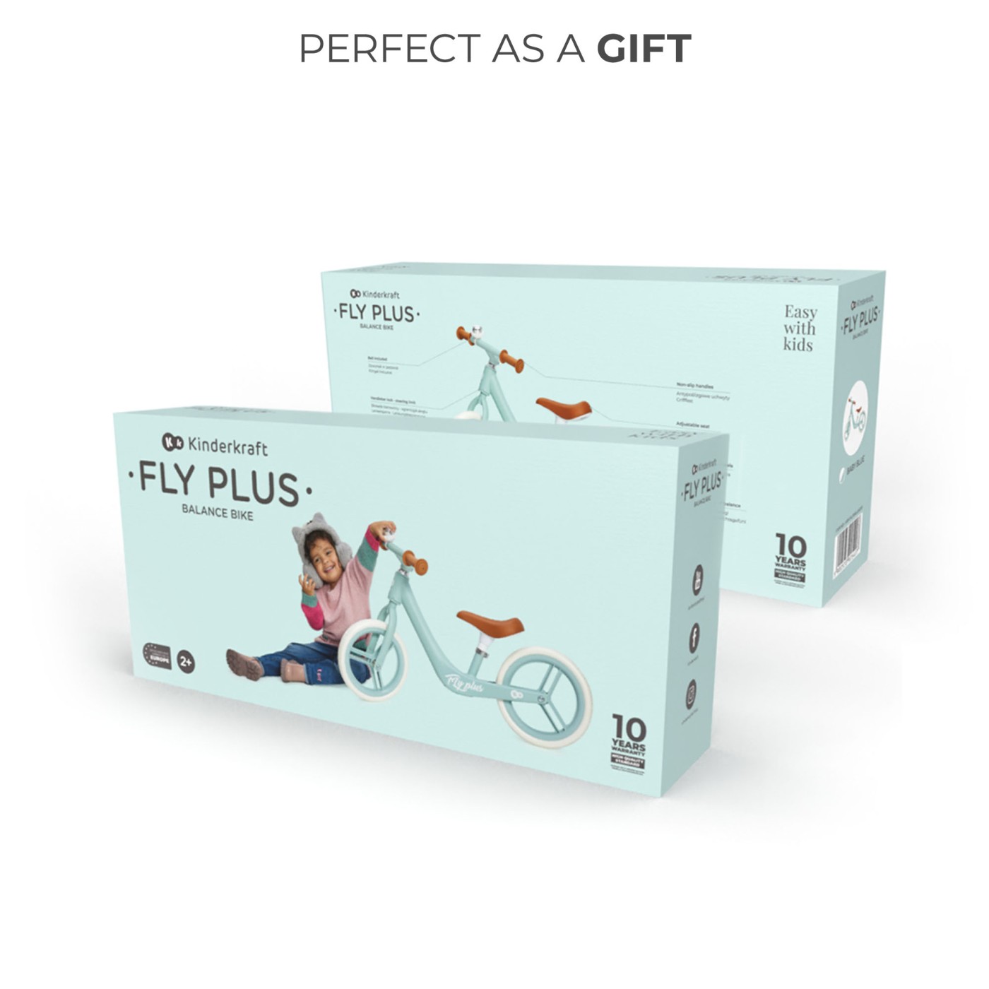 BICICLETA DE ECHILIBRU KINDERKRAFT FLY PLUS, BABY BLUE SuperHeroes ToysZone